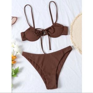NWT Rib Tie Front Underwire Bikini